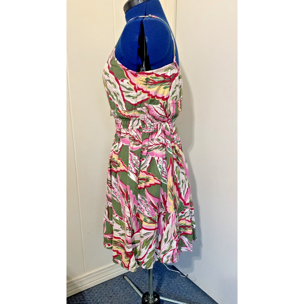 Loft beach Floral Linen dress Small Petite Short Elastic Waist Beachy Resort - Picture 2 of 8